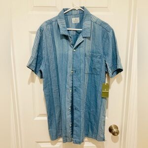 NWT Mutual Weave size XL T Big and Tall Casual Indigo Stripe Button-Down Shirt